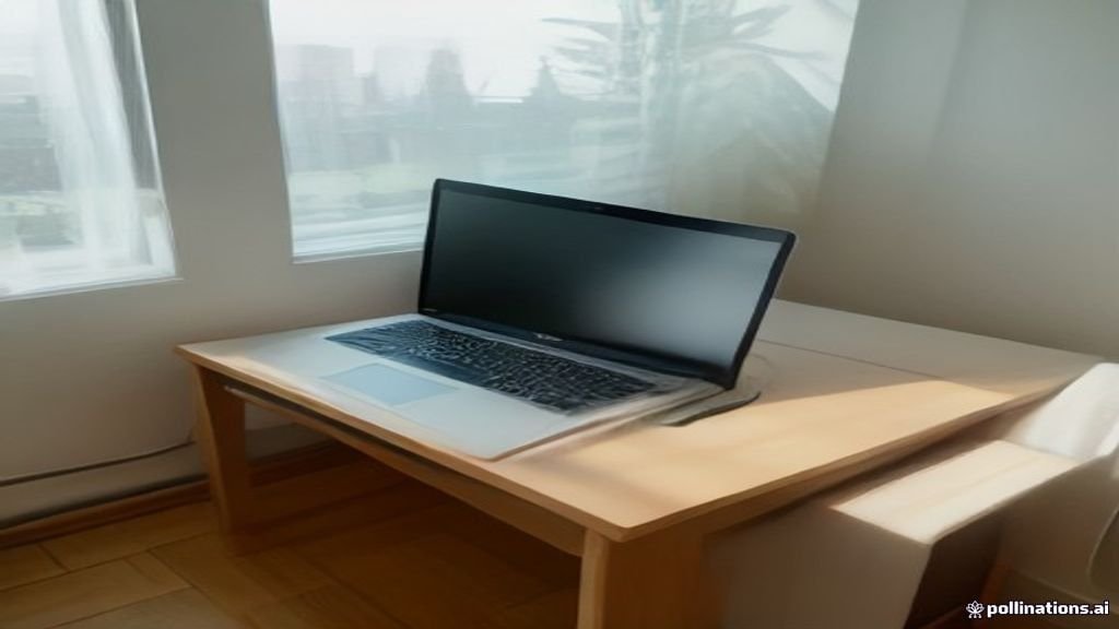 A professional laptop set up on a clean desk workspace.